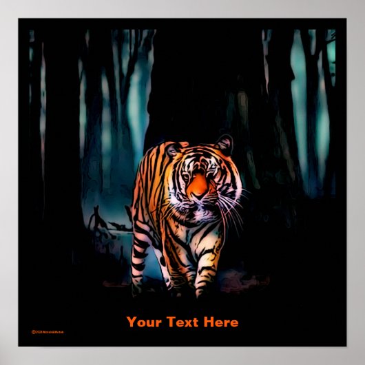 Poster Forêt foncée de Tigre brillant (Devant)