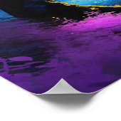 Poster Forêt foncée enchantée bleu jaune et violet (Coin)