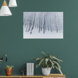 Poster Forêt gelée enneigée en hiver