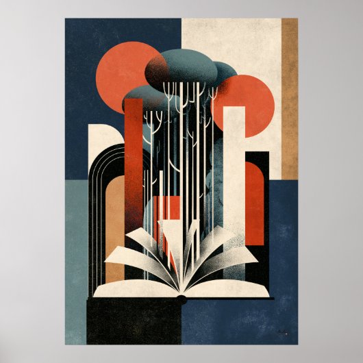 Poster Forêt géométrique de lecture constructiviste Amour (Devant)