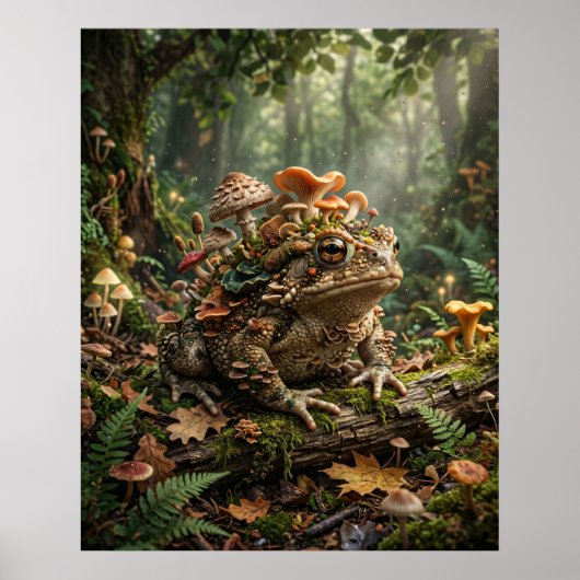 Poster Forêt lumineuse du crapaud champignon (Devant)