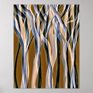 Poster Forêt Magique Arbres Nature Art Abstrait