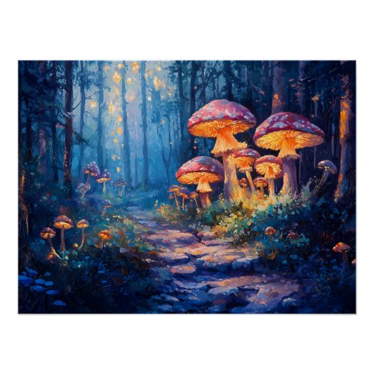 Poster Forêt magique aux champignons éclatants (Devant)
