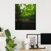 Poster Forêt magique avec fleurs jaunes et cascade (Bureau à domicile)