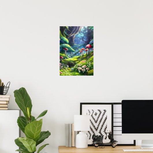 Poster Forêt Magique, Champignons enchantés (Bureau à domicile)