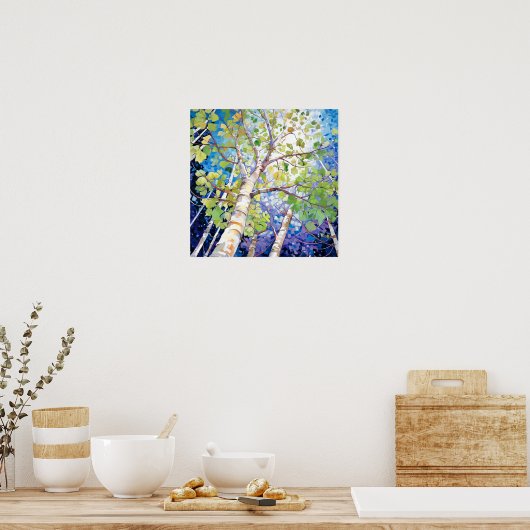 Poster Forêt moderne de bouleaux (Cuisine)