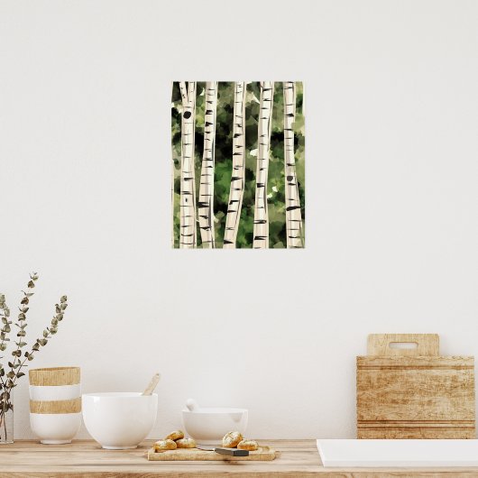 Poster Forêt moderne de bouleaux 16x20 (Cuisine)