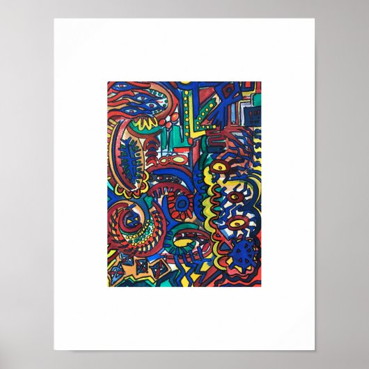 Poster Forêt Mystique - Art Abstrait Peint à la Main (Devant)