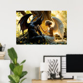 Poster Forêt mystique de l'ange blanc noir (Bureau à domicile)