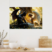 Poster Forêt mystique de l'ange blanc noir (Cuisine)