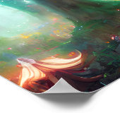 Poster Forêt mythique verte de nuit - Art Imaginaire Drea (Coin)