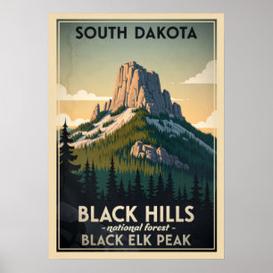 Poster Forêt nationale de Black Hills Black Elk Peak V01