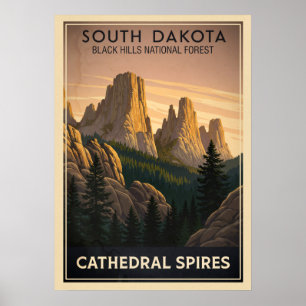 Poster Forêt nationale de Black Hills Cathédrale Spires V