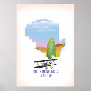 Poster Forêt nationale Tonto Arizona USA carte