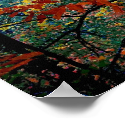 Poster Forêt peinte Flamme d'automne Aquarelle Imprimer (Coin)