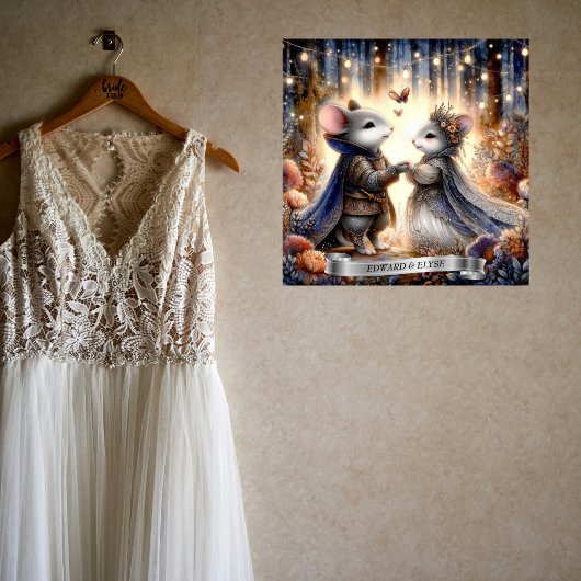 Poster Forêt Romance Souris Couple Mariage Personnalisé