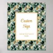 Poster Forêt romantique Vert or Feuille Mariage personnal (Devant)