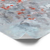 Poster Forêt rouge et enneigée - Art de style impressionn (Coin)