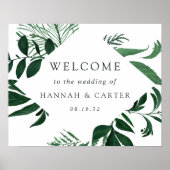 Poster Forêt sauvage | Accueil Mariage botanique vert (Devant)