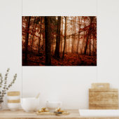 Poster Forêt sauvage rouge brumeux hiver sans neige (Cuisine)