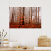 Poster Forêt sauvage rouge brumeux hiver sans neige (Cuisine)