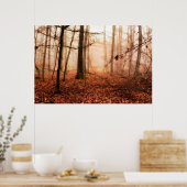 Poster Forêt sauvage rouge brumeux hiver sans neige (Cuisine)