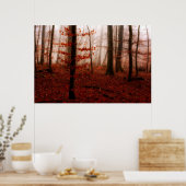 Poster Forêt sauvage rouge brumeux hiver sans neige (Cuisine)