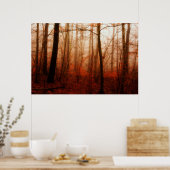 Poster Forêt sauvage rouge brumeux hiver sans neige (Cuisine)