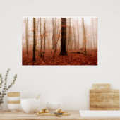 Poster Forêt sauvage rouge brumeux hiver sans neige (Cuisine)