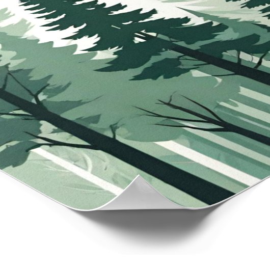 Poster Forêt Silhouette tranquille (Coin)