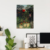 Poster Forêt tropicale avec singes par Henri Rousseau. (Bureau à domicile)
