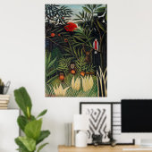 Poster Forêt tropicale avec singes par Henri Rousseau. (Bureau à domicile)