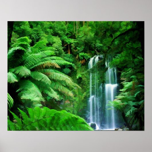 Poster Forêt tropicale et cascades (Devant)