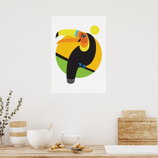 Poster Forêt tropicale moderne Graphique Toucan Bird (Cuisine)