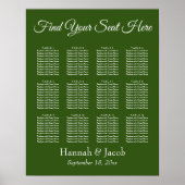 Poster Forêt Vert Mariage Réception Carte de siège (Devant)