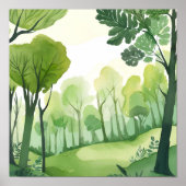 Poster Forêt Verte | Paysage Aquarelle Aéré (Devant)