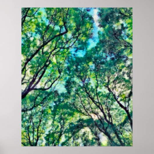 Poster Forêt verte Watercolor (Devant)