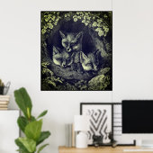 Poster forêt vintage de renard (Bureau à domicile)