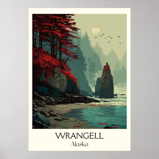 Poster Forêts côtières rocheuses de Wrangell en Alaska (Devant)