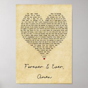 Poster Forever & Ever Amen Vintage Heart Song Lyric Print