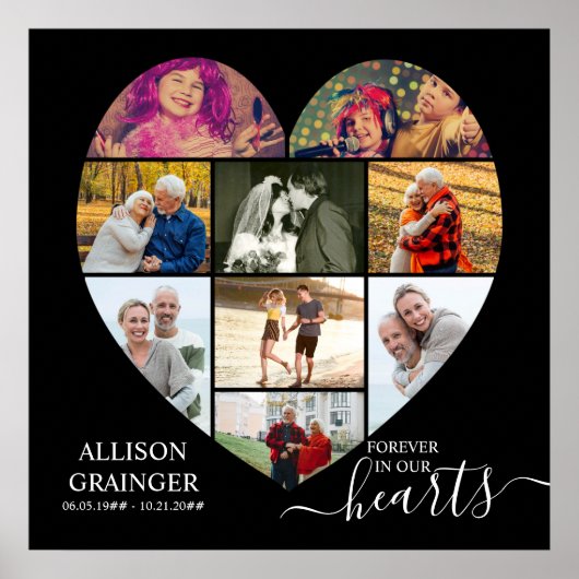 Poster Forever in our Hearts Heart Shaped 9 Photo Collage (Devant)