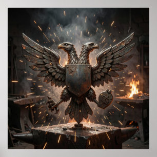 Poster Forge de forgeron noir sombre cinématique Aigle so