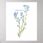 Poster Forget me not Custom Watercolor Garden Flower (Devant)