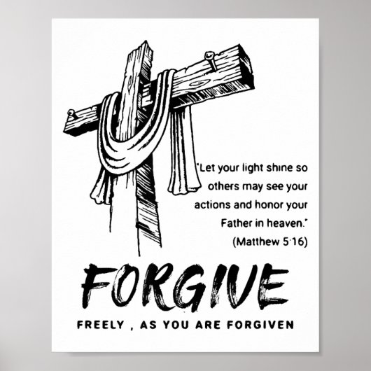 Poster Forgive Cross Christian Faith Tee  (Devant)