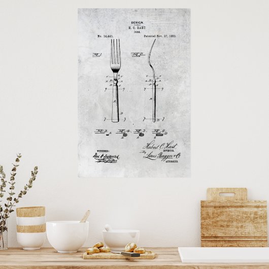 Poster Fork Patent Print 1883 (Cuisine)