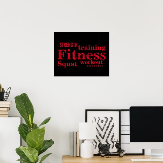 Poster Formation Cool Red Bold Textes GYM Workout (Bureau à domicile)