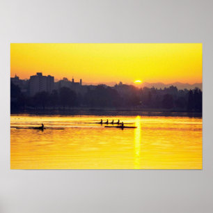 Poster Formation d'aviron au coucher du soleil