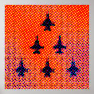 Poster Formation de F16 à Orange. Pop art