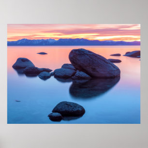 Poster Formations rocheuses du lac Tahoe au coucher du so