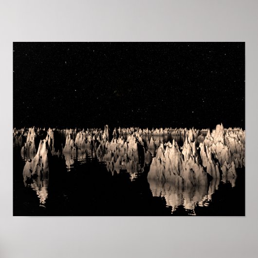 Poster Formations rocheuses nocturnes sous les étoiles (Devant)